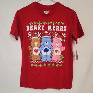 Care Bears Beary Merry Christmas Red Graphic Tee Size XXS Holiday Shirt NWT